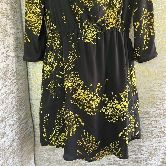 Zara TRF Collection Black Yellow Abstract Print Short Mini Dress Size M - Picture 5 of 17